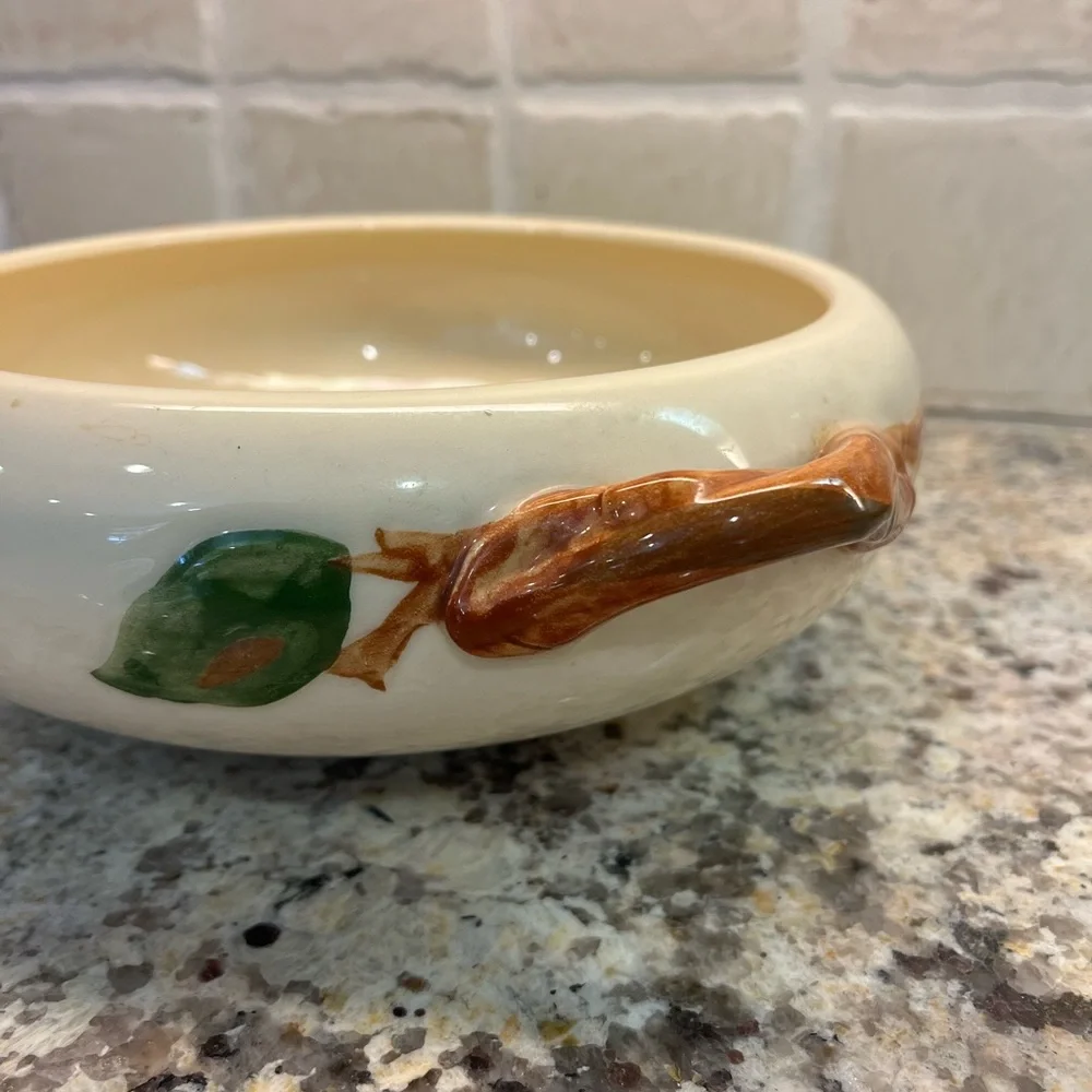 Vintage Franciscan Apple Cream and Brown Serving Bowl with handles